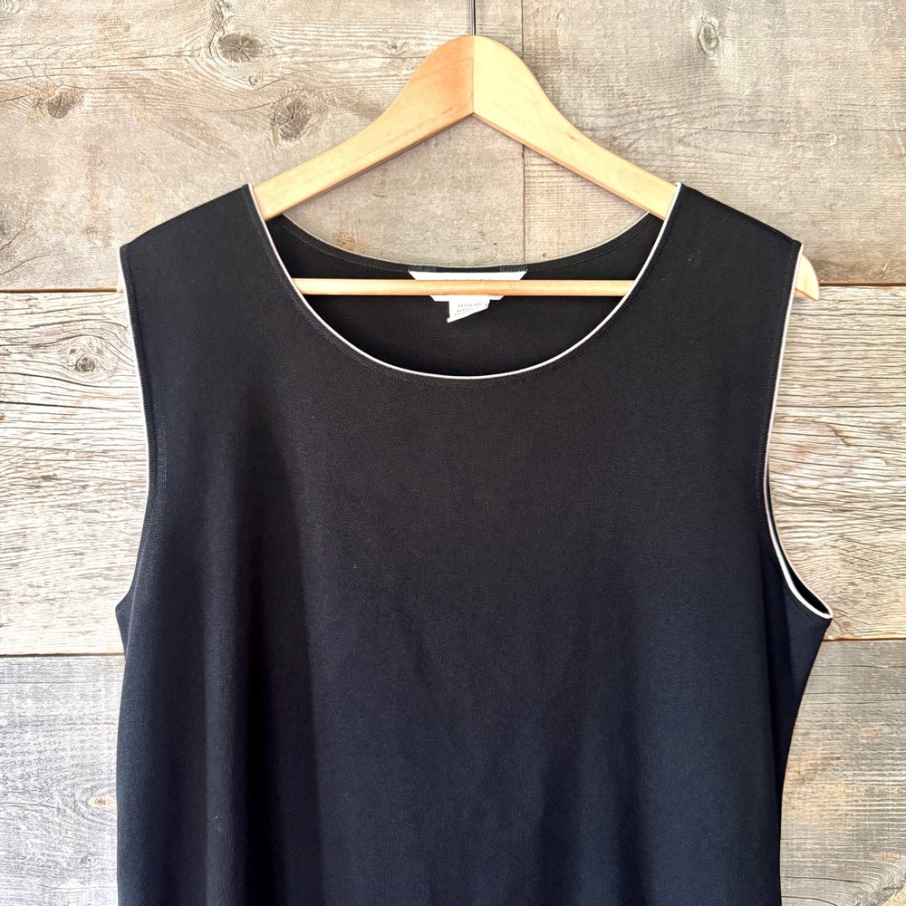 Exclusively Misook VTG Sleeveless Knit Top‎ XL Black Office Old Money Luxe Layer - Picture 2 of 8